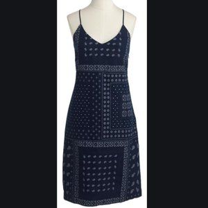 J.Crew  Navy Bandana Indigo Tank Casual Dress